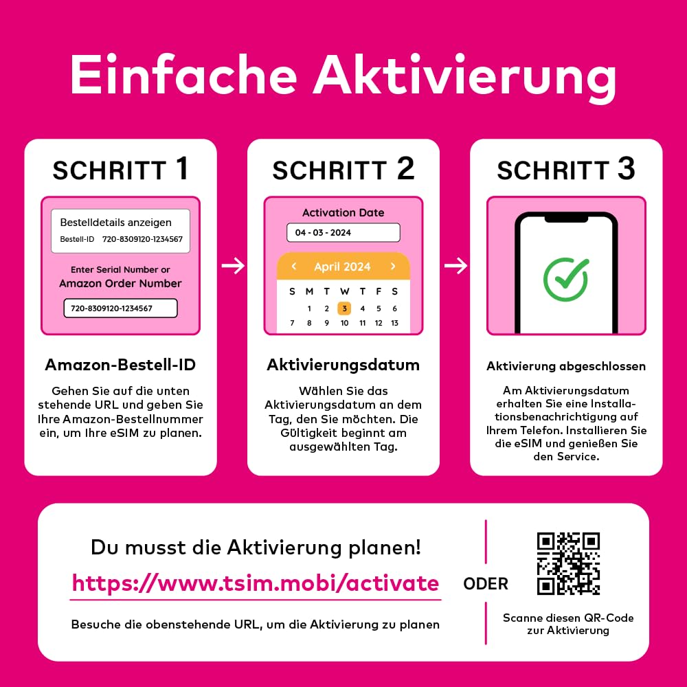 USA eSIM 21 Tage. T-Mobile Netzwerk mit Unbegrenzt Highspeed-Daten, Lokale Anrufe und SMS in den USA (Hawaii Inklusive). Erhalte eSIM Am Selben Tag per E-Mail und Beginne Sofort mit der Nutzung!