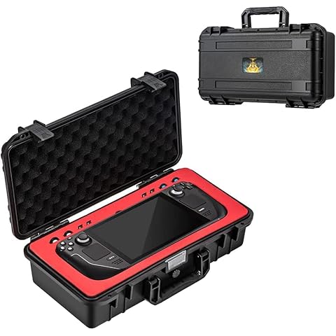 Aukuoy Carrying Case for Steam Deck can Hold Power Adapter, Charging Cable, Docking Station and SD Cards, Thumb Grip Caps, Waterproof Hard Shell Travel Bag for Steam Deck Console & Accessories Cover
