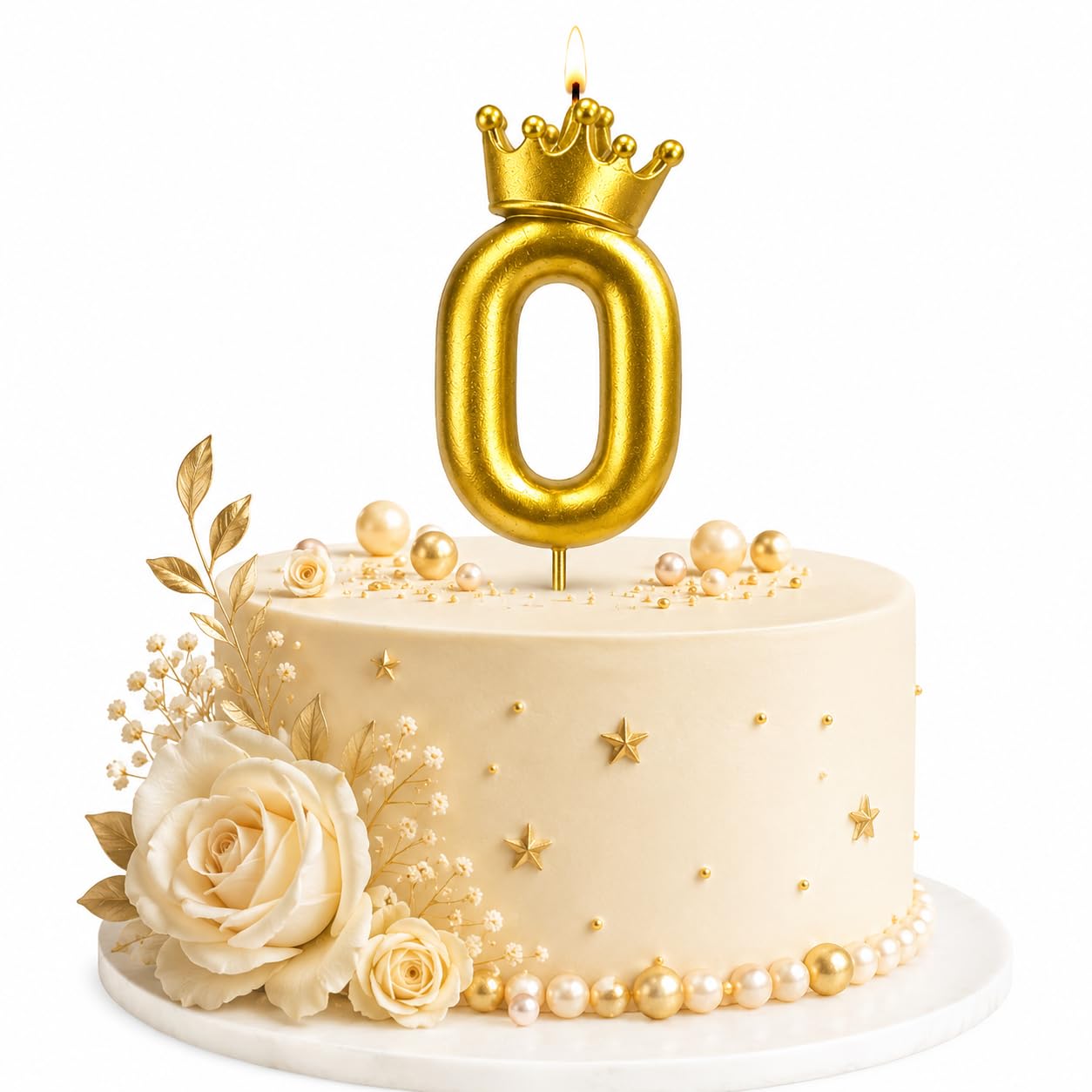 Gold Crown Birthday Candle - 3D Number 3 Cake Topper -12
