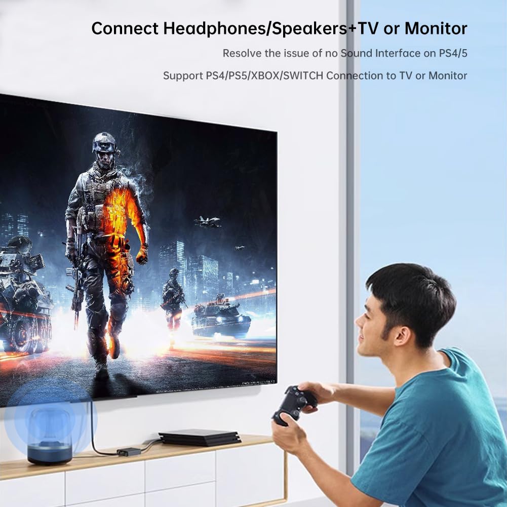 Estrattore audio HDMI 2.1 8K 4K a 120Hz/8K a 60Hz, adattatore da HDMI a ottico e audio da 3,5 mm per PS4/5, Fire Stick, altoparlanti, cuffie, lettore Blu-ray