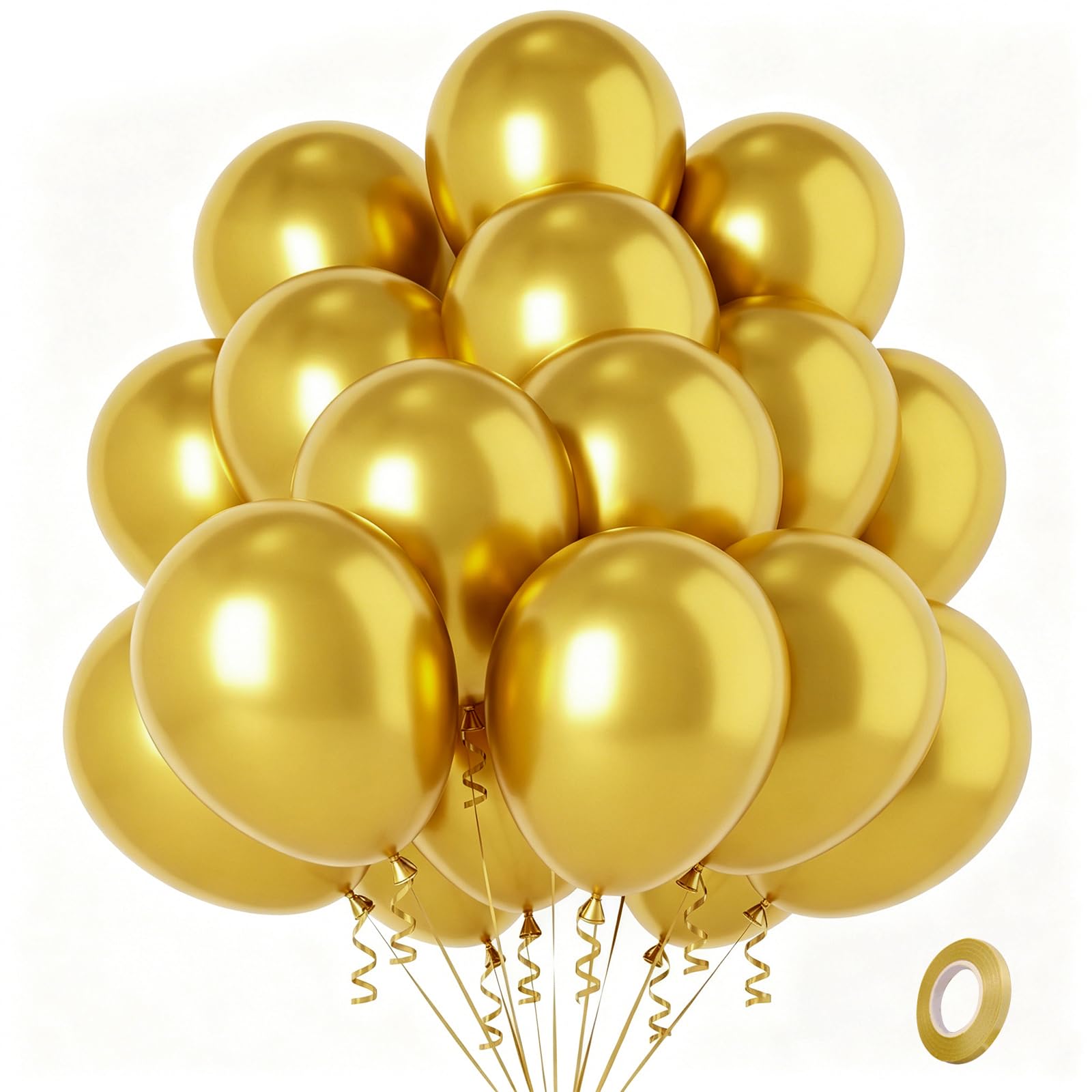 Gold Balloons 100 Pack, 12inch Metallic Gold Birthday Balloons Set Helium Balloon for Birthday Party Decorations Valentine's Day Engagement Wedding Anniversary New Year Eve Baby Shower Hen Party Decor