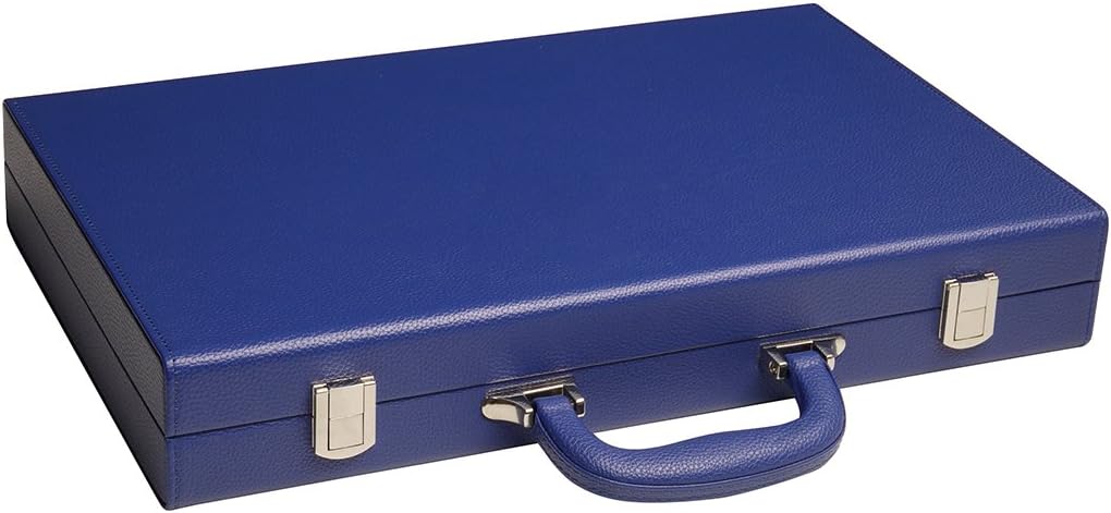 16-inch Backgammon Set - Indigo Blue Board – Grey Playing Surface, White and Blue Points