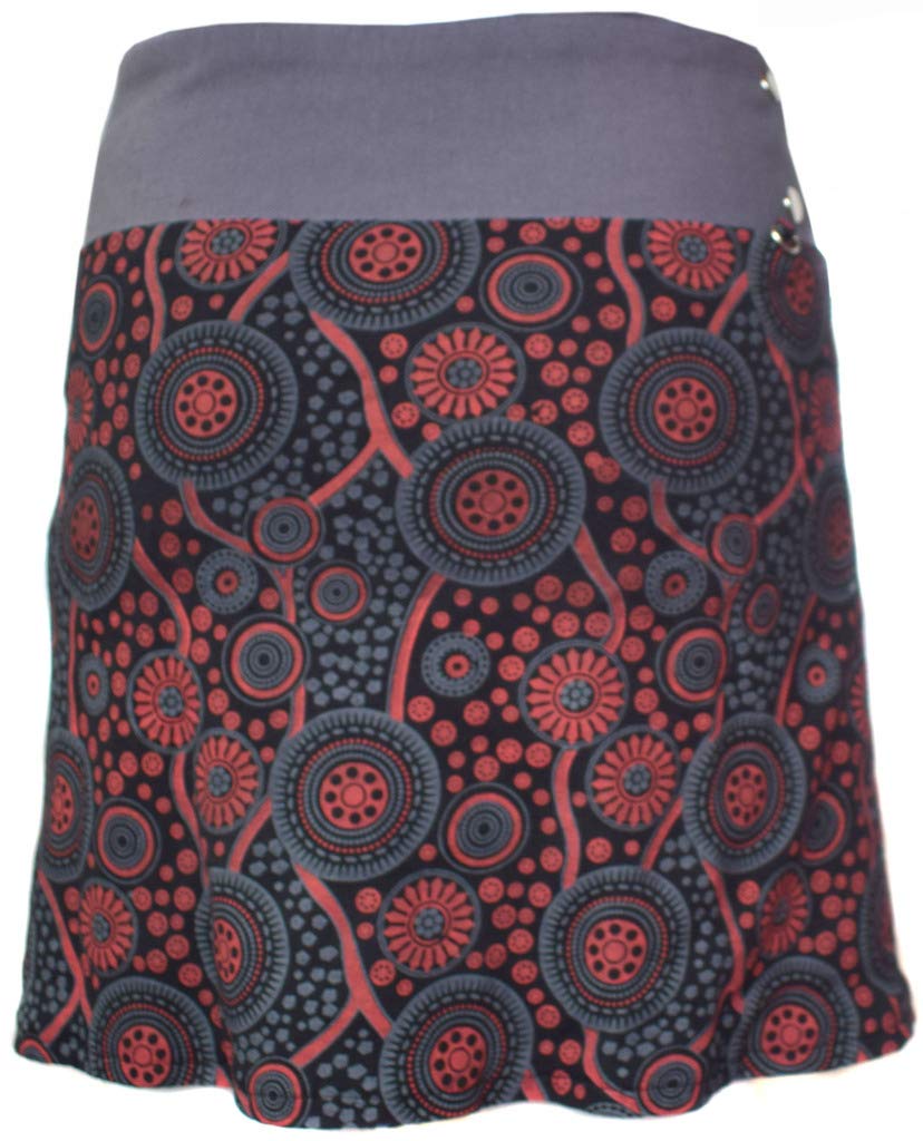 LITTLE KATHMANDU Jupe en Coton Courte Réversible avec Boutons-pression et Poche Amovible Motif Floral pour Femme