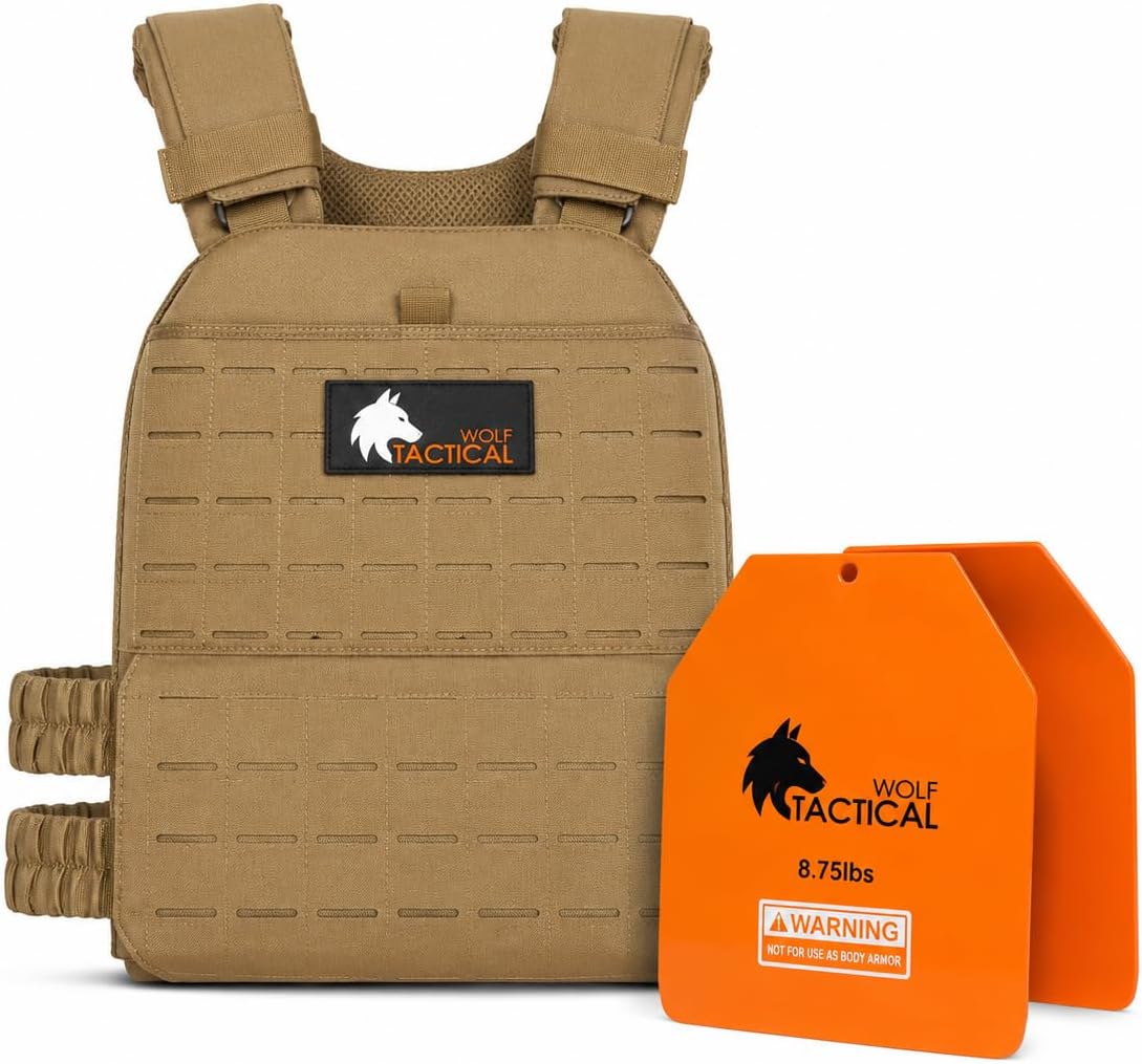 Wolf Tactical Weighted Vest Bundle with 8.75 lbs Plates – Adjustable Training Vest Set