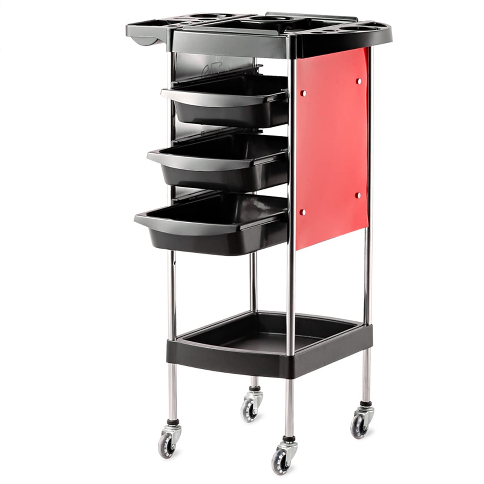 FAXIOAWA 5 Tier Salon Rolling Trolley Winkelwagen Met Wielen en 3 ABS Laden, Opbergwagen Organizer, Service Instrumentenblad, Make-up Apparatuur Benodigdheden Accessoire Gereedschapshouder Station