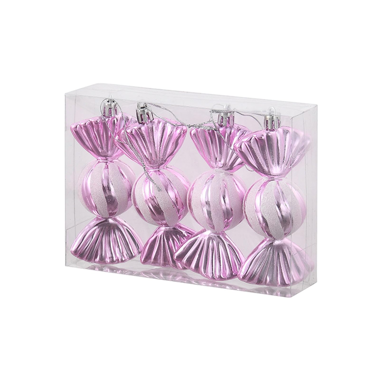 Ewleguzka Pink_4pcs Red Christmas Candy Ornament Set Hanging Candy Cane Ornaments Christmas Tree Ornaments For Xmas Party Decorations 3Pcs/4Pcs/5Pcs