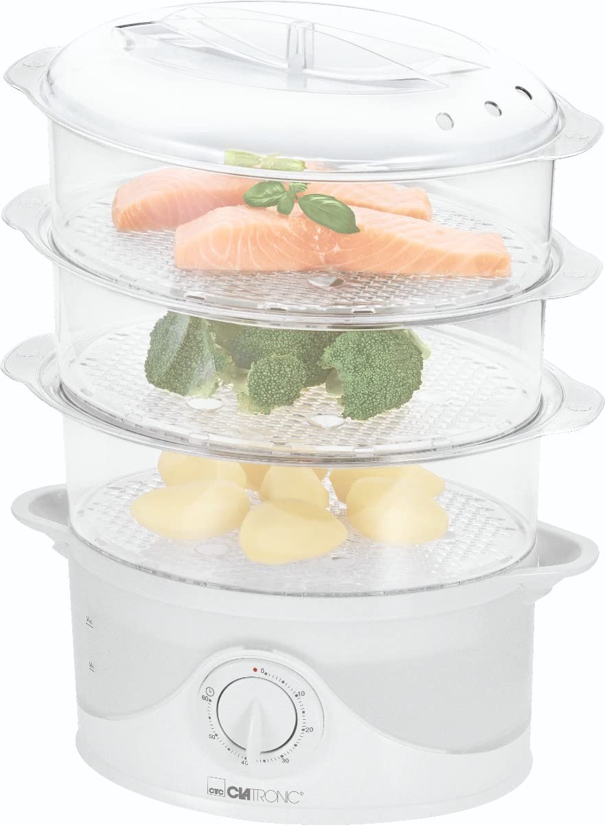 Clatronic DG 3665 Dampfgarer 1,5 Liter 60 Minuten-Timer Weiß
