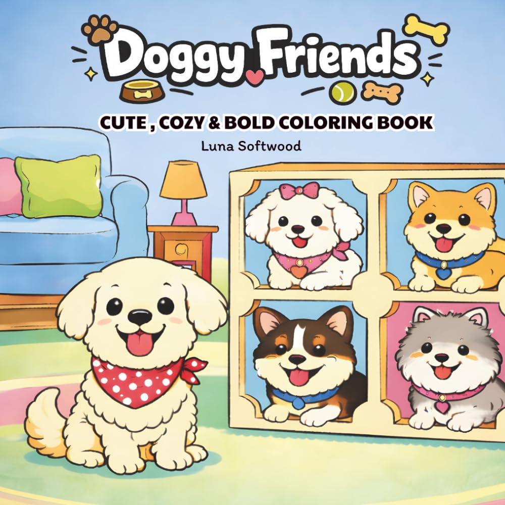Doggy Friends: Adorable Puppy Coloring Book with Cute Dogs and Cozy Moments for Adults and Teens (Dear Friends Coloring Book)