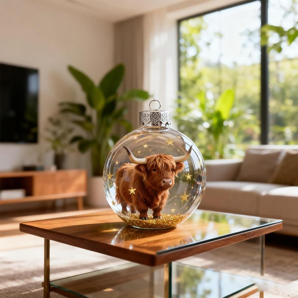 Adorno de bola de cristal, decoración navideña hecha a mano, bola de plástico transparente para árbol y regalos conmemorativos, diseño de conejo de nieve