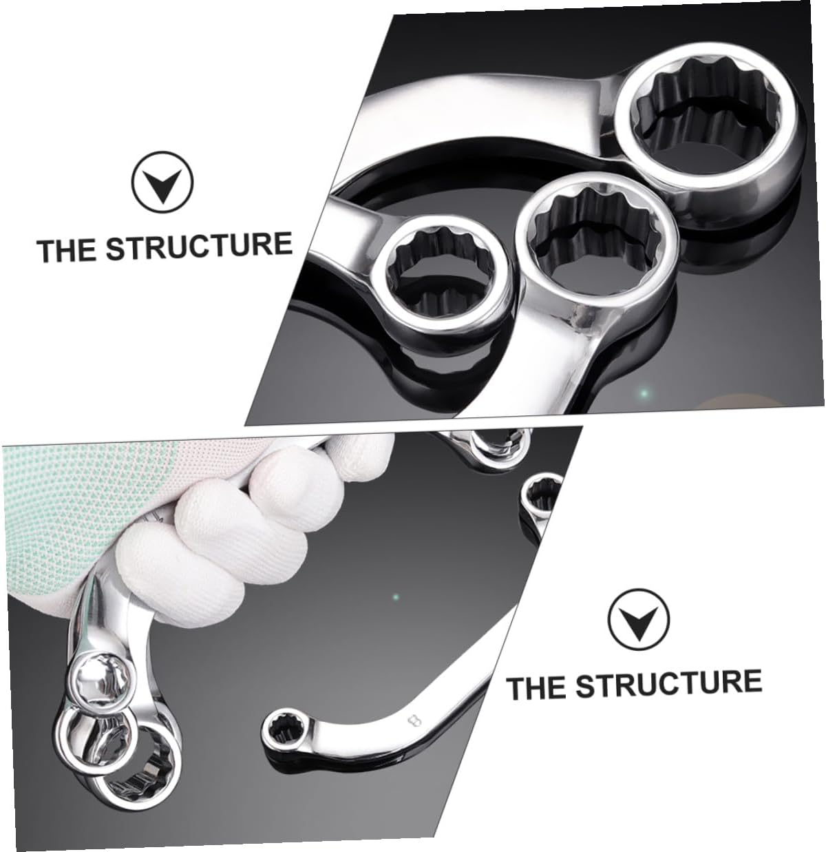 Uonlytech 5pcs Multi-functional Box Spanner Set Chrome-vanadium Steel Double Box End Wrenches for Tight Spaces Socket Wrench Tool Kit for Home and Garage Repairs