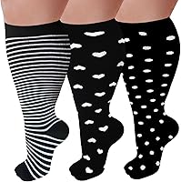 Vista 7 de 3 pares de calcetines de compresión talla extra grande para mujeres y hombres, pantorrilla ancha, 20-30 mmHg, soporte hasta la rodilla