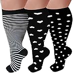 GET-FA 3 Pairs Plus Size Compression Socks for Women and Men Wide Calf 20-30mmhg Extra Large Knee High Support for Circulation