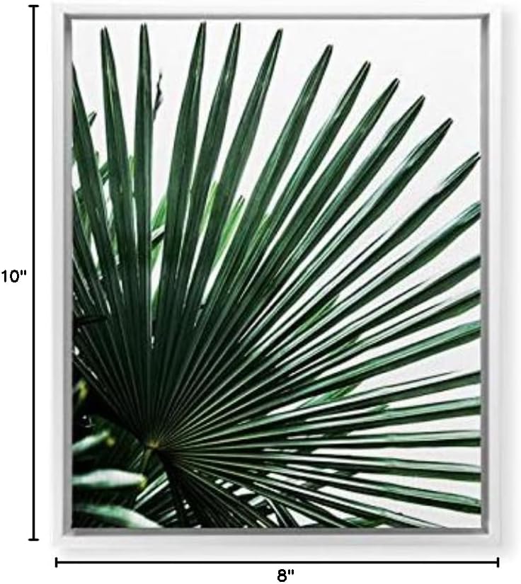 Deny Designs Mareike Boehmer Palm Leaves 13 White Framed Art Canvas, 8" x 10", Green