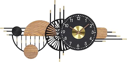 Miniatura 14 de Reloj de pared decorativo moderno grande de 47x19 pulgadas, relojes analógicos sin tictac que funcionan con pilas, abstractos para sala de estar, K