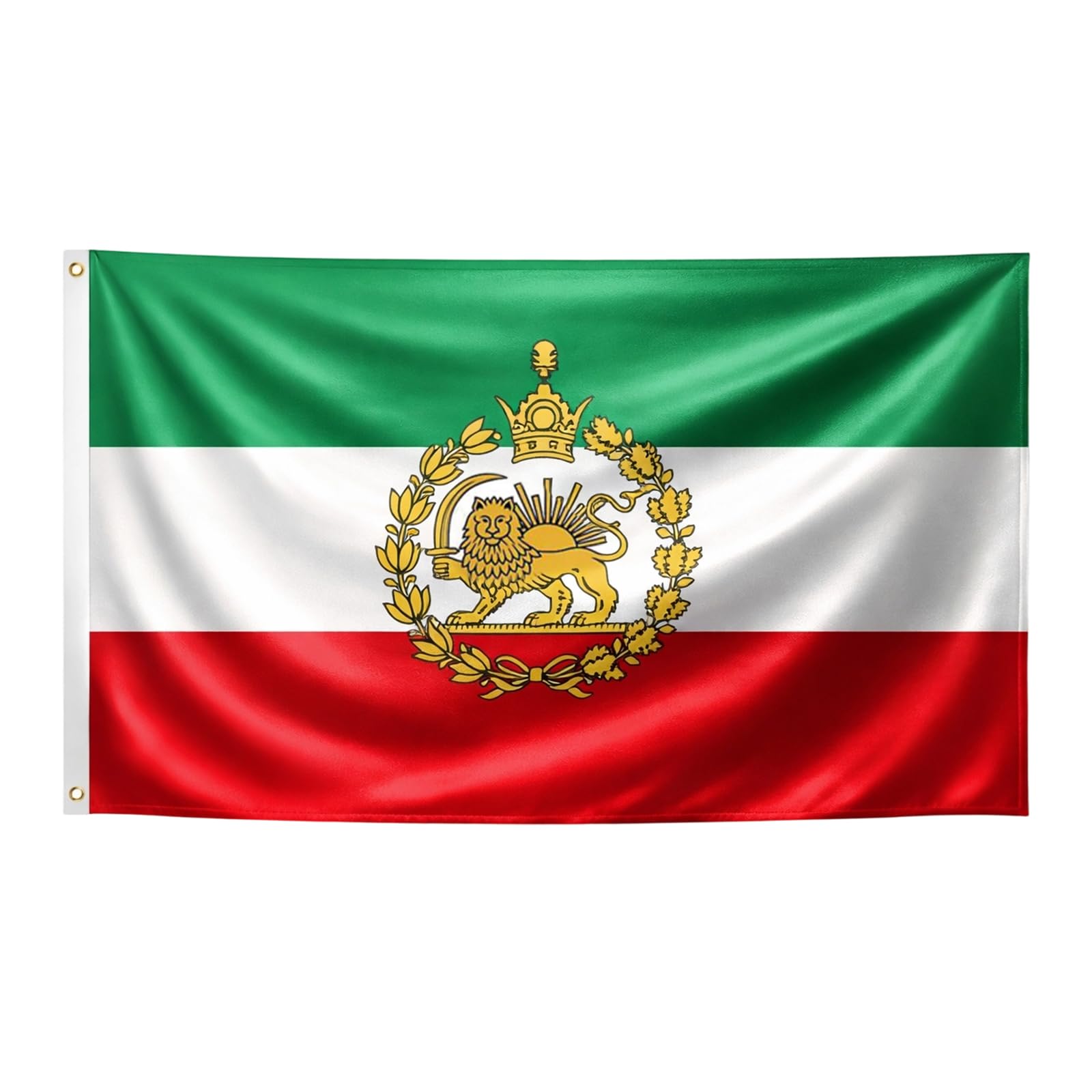 Iran Flag Lion, Iranian Flag with Lion, Sun and Crown, 3x5ft (90x150cm) Iran Flag for World Cup 2026 Events, Historical Education and Game Watching Parties, Iranian Flag for Outdoor Decoration (A)