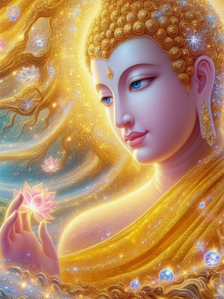 GLTEYACO Embroidery Cross Stitch Kit Statue of Buddha (Tathagata) 11CT Stamped Cross Stitch Kits DIY Adult Beginners for Pre-Printed Needlepoint Crafts 40x50 cm