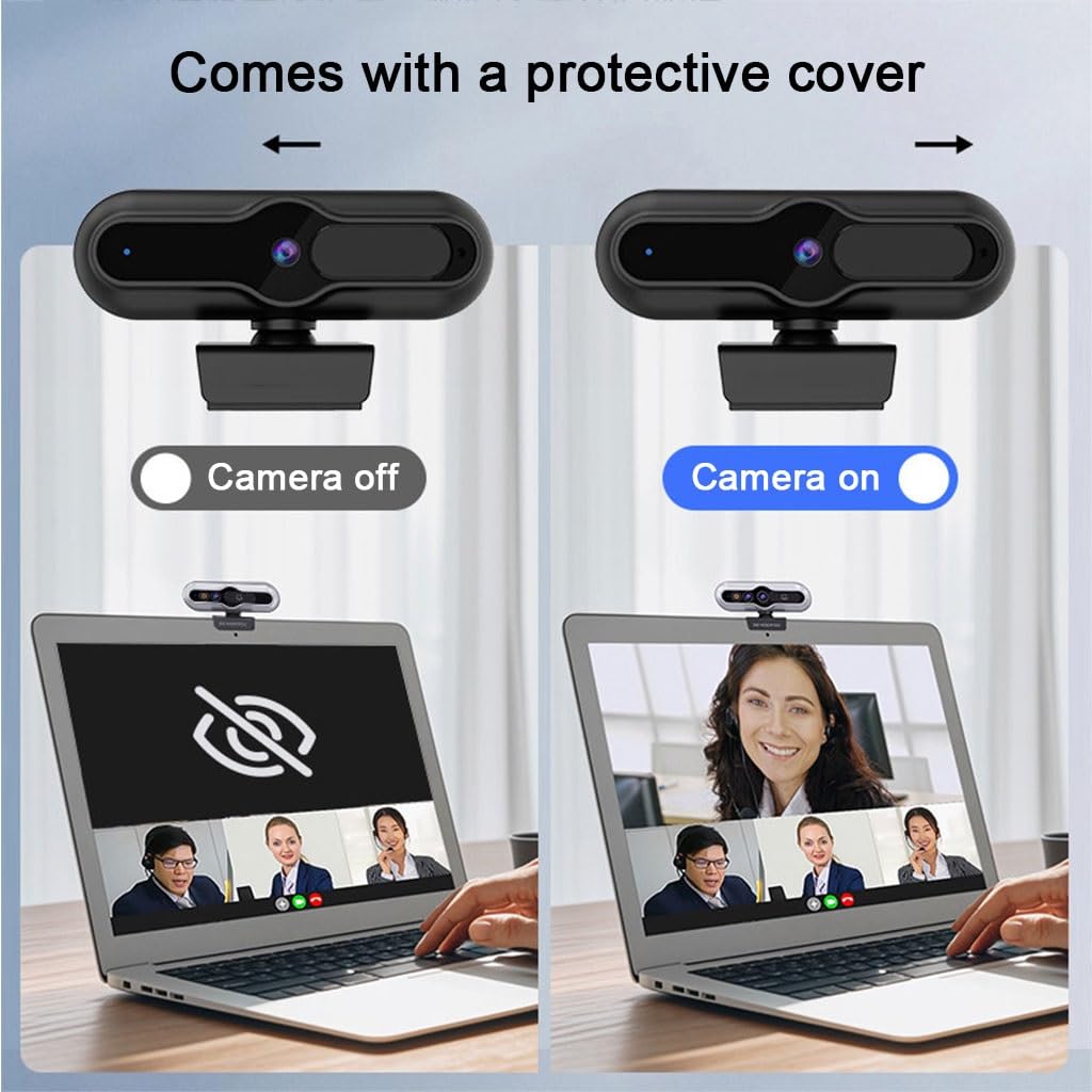LEIYTFE Cámara De Ordenador USB con Micrófono Y Cubierta De Privacidad, 4K Webcam para La Transmisión, Clase En Línea Webcam para Videoconferencia, Diseño De Enfoque Automático Y Rotación(4K)