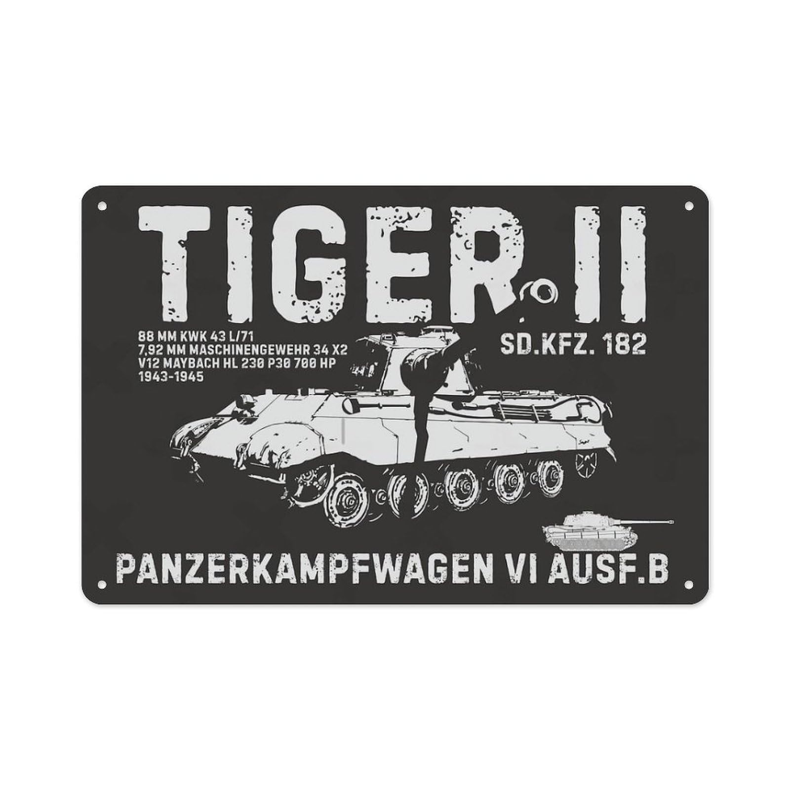 Tin 1 German Tiger Ii Heavy Tank Military War History Art Metal Tin Sign 12X8 Inch Vintage Propaganda Wall Decor For Home Office Garage Man Cave