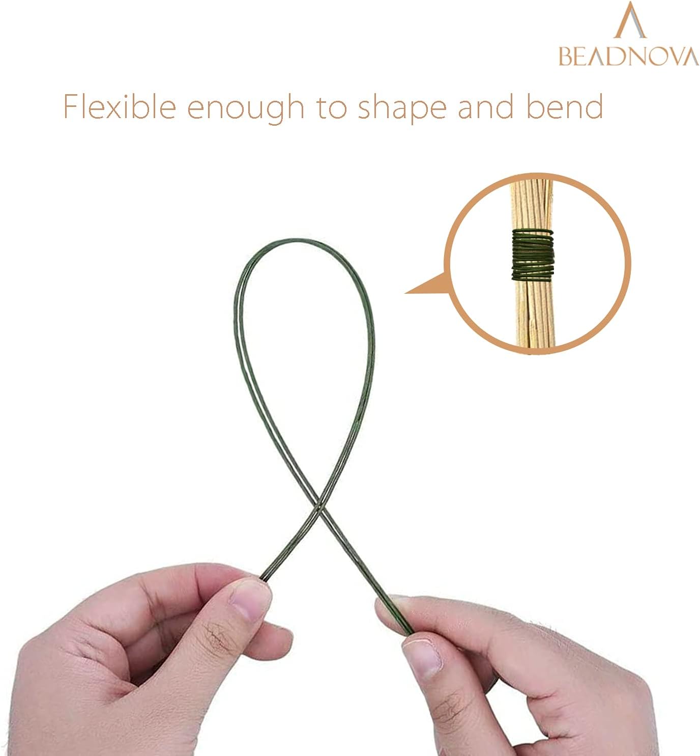 BEADNOVA Floral Stem Wire 200pcs 18 Gauge Fake Flower Stems Green Floral Wire for Flower Arrangement Florist DIY Bouquet (Dark Green, 200 Pcs)