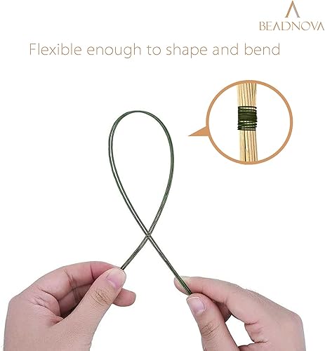 Miniatura 4 de BEADNOVA Alambre de tallo floral, 200 unidades, alambre floral de calibre 22, alambre floral verde para arreglos florales, ramo de bricolaje (verde