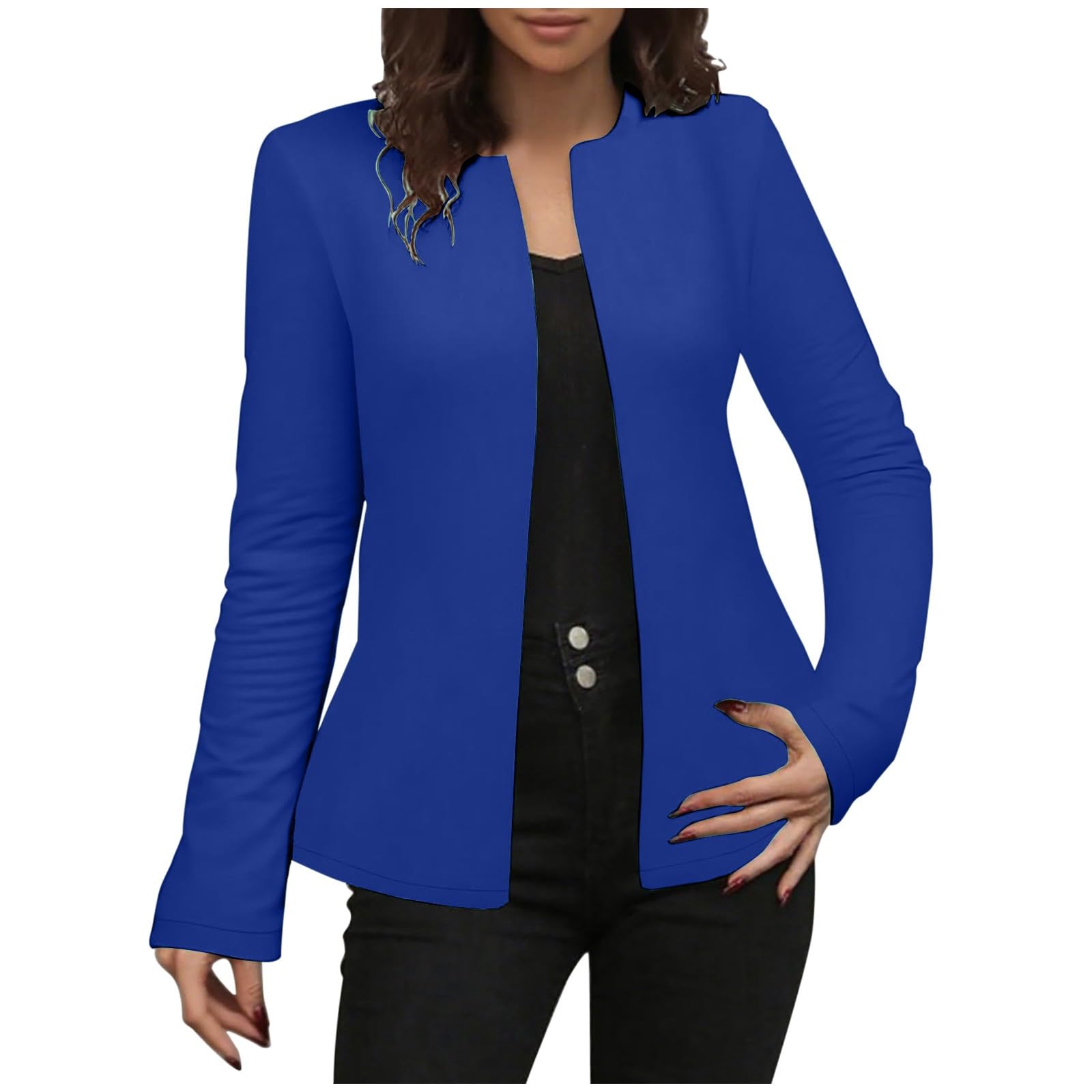 HGps8w Womens Open Front Suit Jackets Elegant Long Sleeve Trendy Casual Blazers Slim Fitted Outerwear