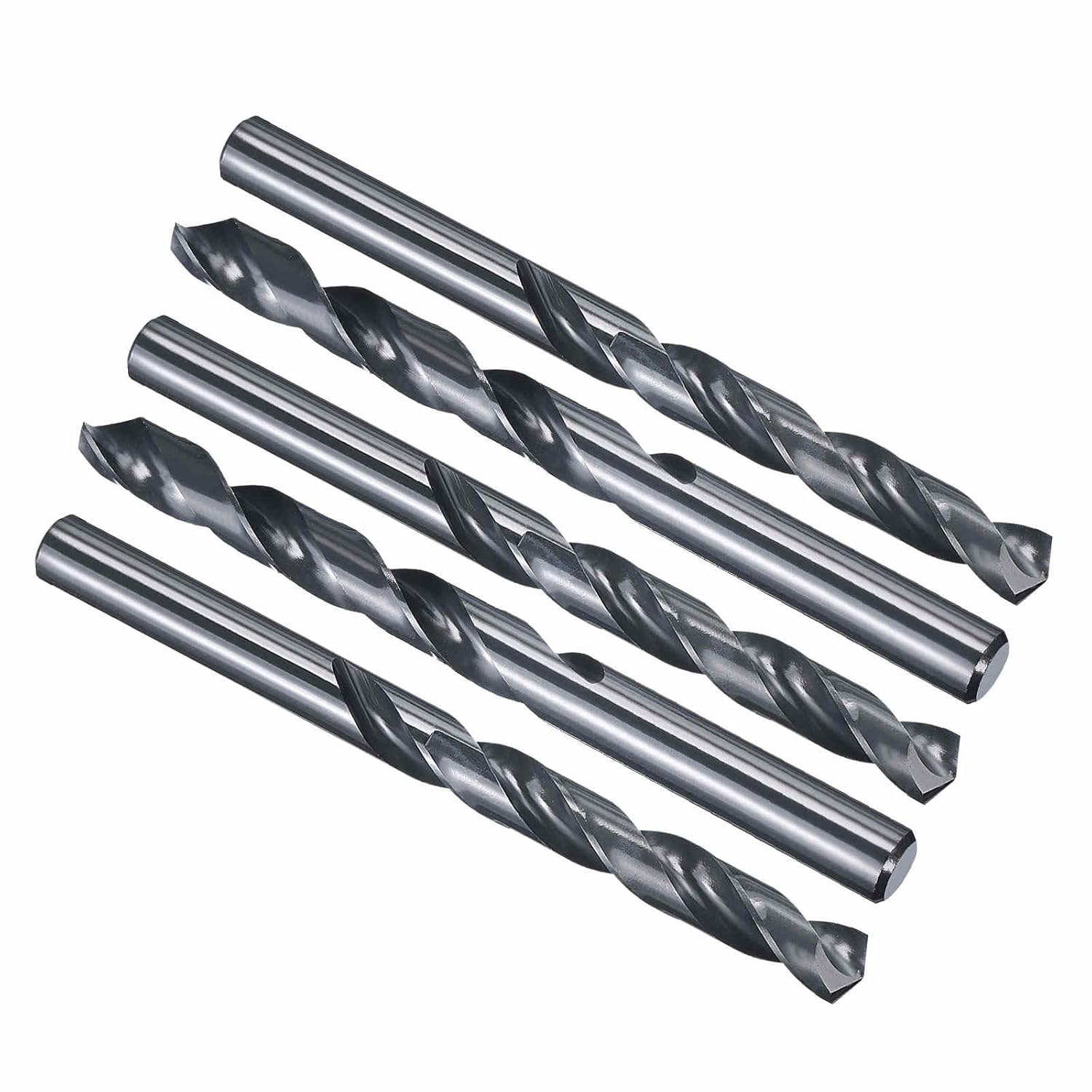 5pcs Drill Bit - [1/2" Diameter] 12.7mm M35 5% Cobalt HSS Cutting Tool for Machining Hard Metal Steel Woodworking Handicraft Use, 135° Cutting Angle Black