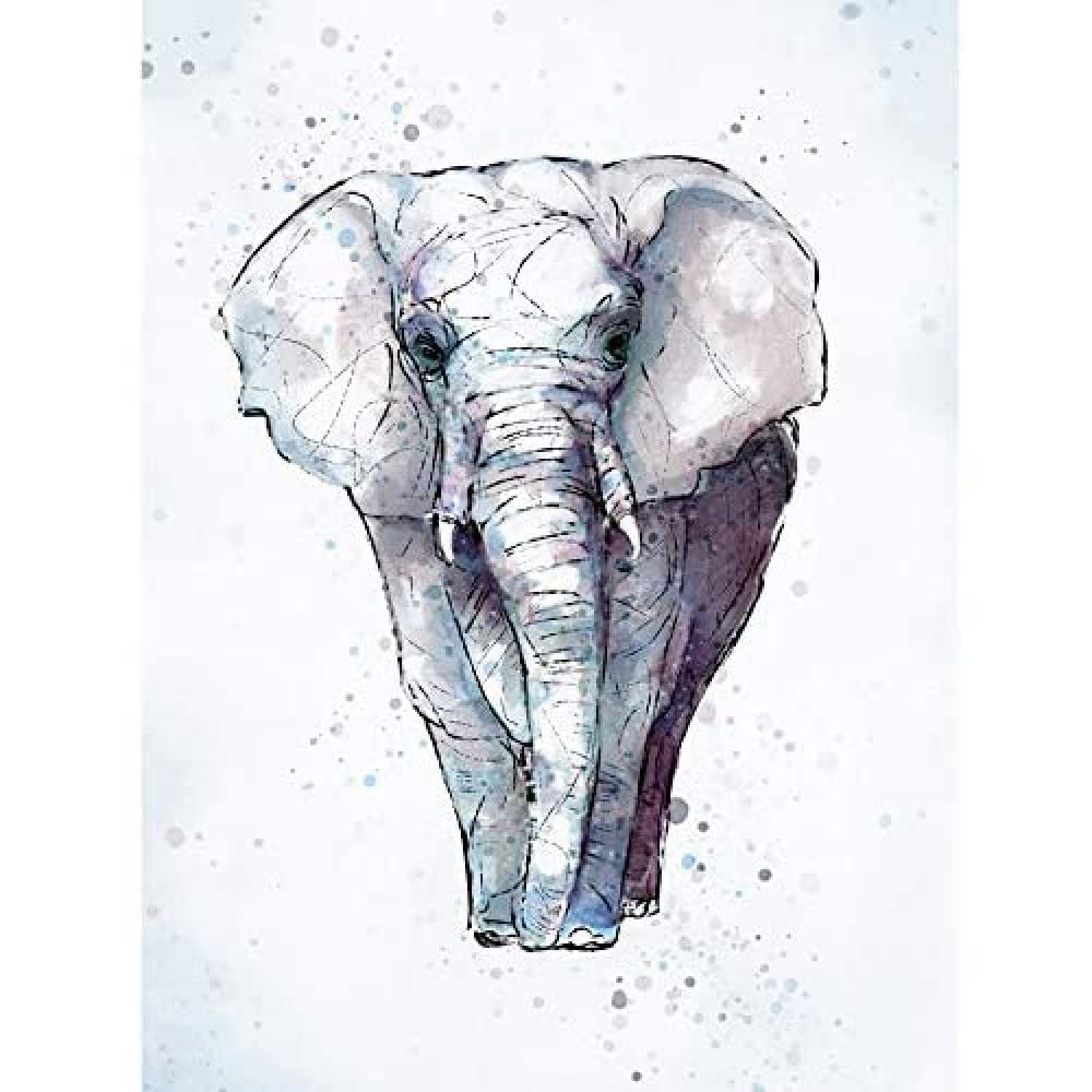 Wee Blue Coo African Elephant Watercolour Unframed Wall Art Print Poster Home Decor Premium