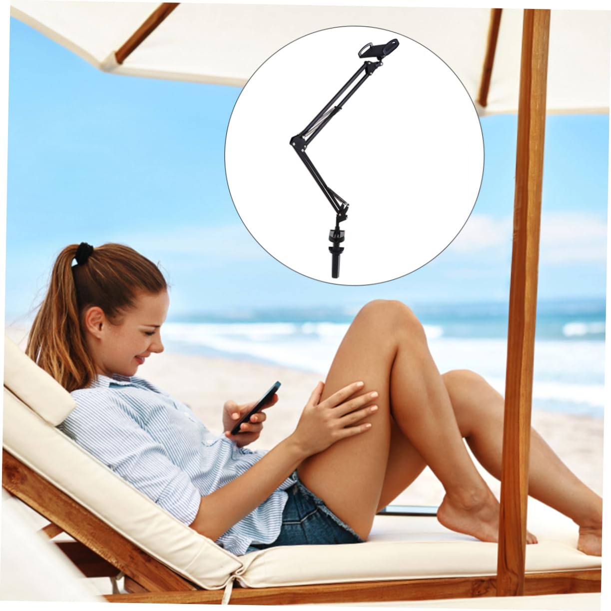 Homoyoyo Supporto per Tablet e Telefono da Tavolo, Braccio Articolato, Angolo Regolabile, Installazione Facile, Clip, Nero