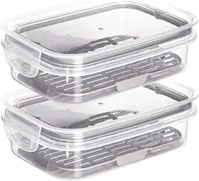 ' Kit 2 Porta Frios Com Escorredor Plastil 500 ml Pote Hermético Com 2 Travas De Segurança Para Transporte De Alimentos Perfeito Para Frios E Petiscos E Com Anel de Vedação Material BPA Free '