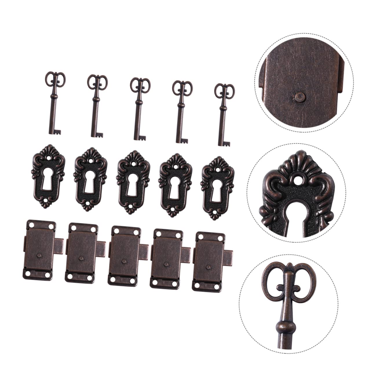 Housoutil 5ensembles Lot De Serrures Décoratives Pour Armoires Loquets Métal Vintage Pour Boîtes à Bijoux Et Placards
