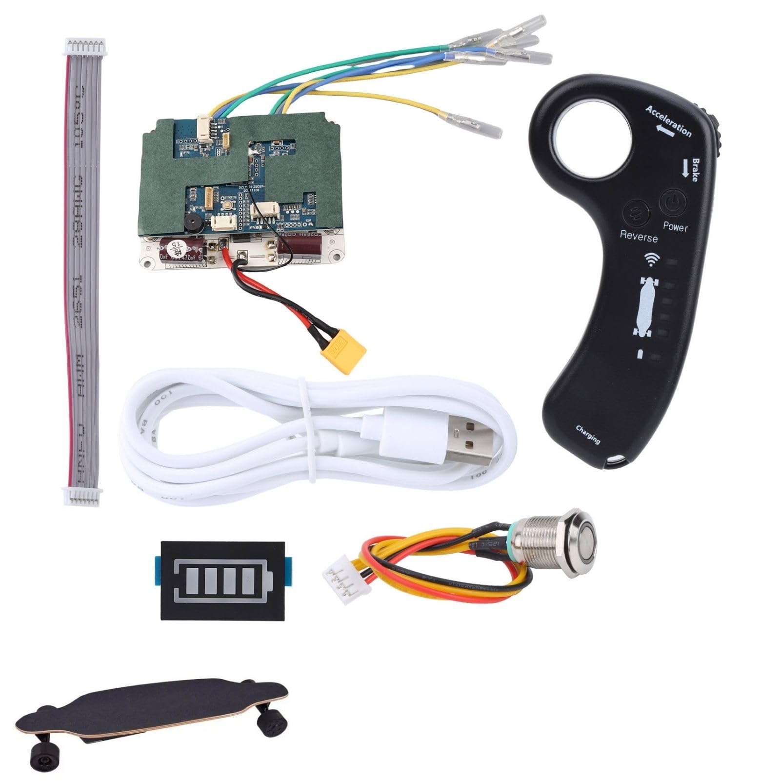 Kit Telecomando Controller per Skateboard Elettrico, 36V 10S 12A Longboard Elettrico Sinusoidale Dual Drive Hub Motor Controller Scheda Madre ESC con Telecomando