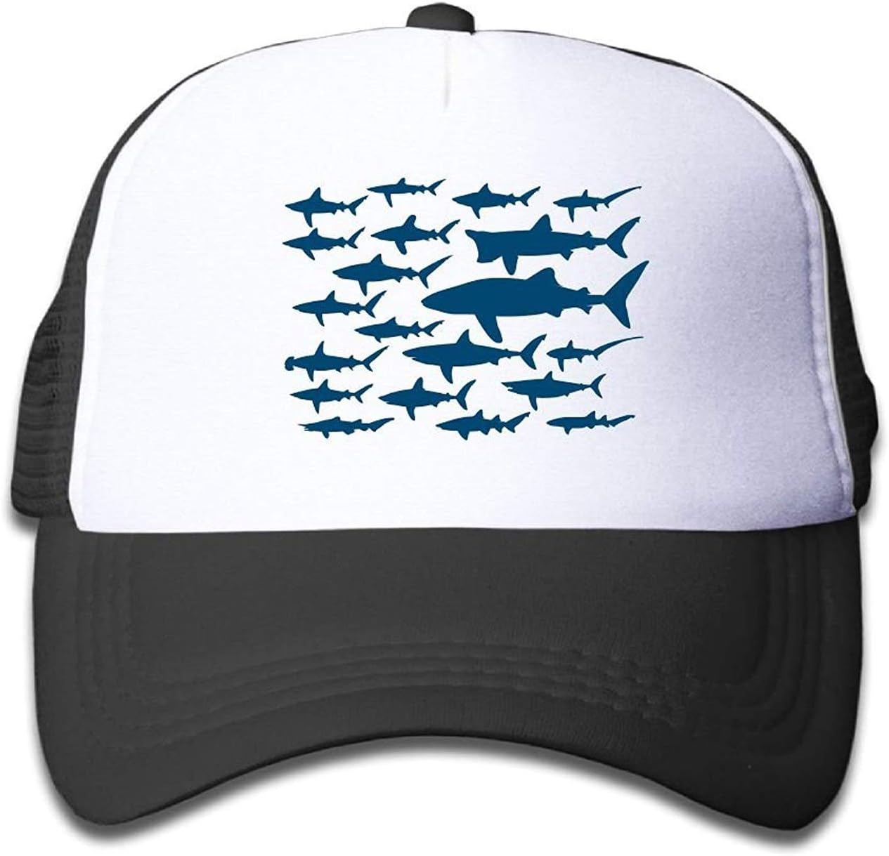 OASCUVEROcean Shark Floral Sea Fish Kid Mesh Hat Toddler Baseball Cap Boys Girls Printing Adjustable Snapback Hip Hop Flat Hats