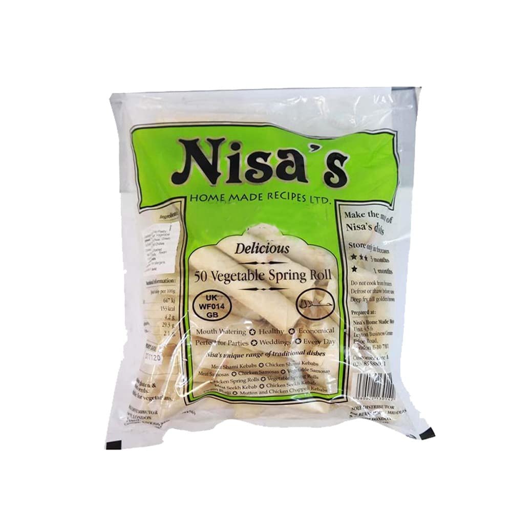 NISA'S Veg Spring Roll | Home Made | Vegetable | Veg Spring Roll | 50Pieces | Frozen | Frozen Spring Roll | Easy Cook | Crispy Snacks for All Time | Authentic | Indian Origin | 1810G