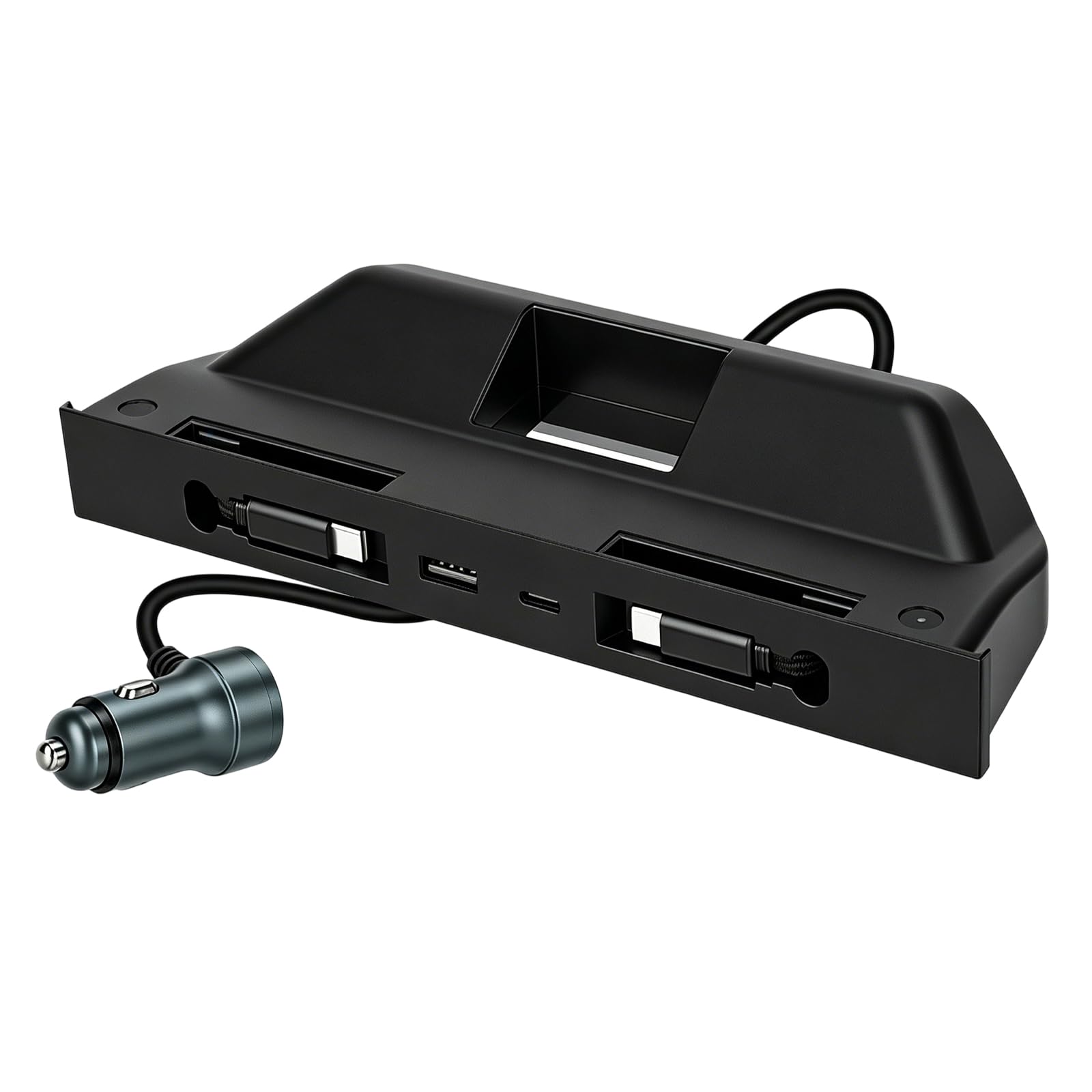 Koncentrator USB do wieloportowej stacji dokującej do ładowarki Tesla | Precyzyjnie dopasowana konstrukcja – specjalnie uformowana dla konsoli ModelY/YL/3, pasuje do wnętrza z eleganckim matowym