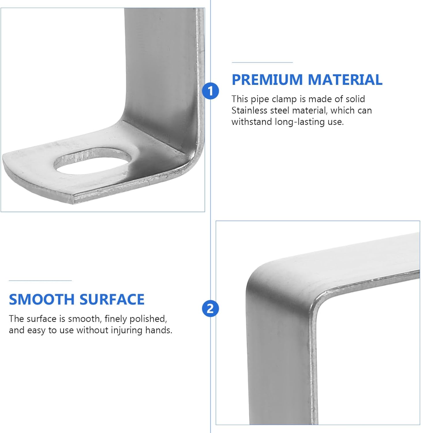 Square Clamp, 4pcs Stainless Steel Square Tube Buckle Clips Support Hangers Clamp Bracket Horse Riding Card Hanger Clamps (10mm)