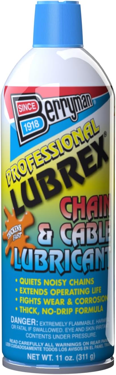 Berryman Lubrex Professional Chain and Cable Lubricant Heavy-Duty, Aerosol Spray, Industrial Strength - 11 oz. (Pack of 1)
