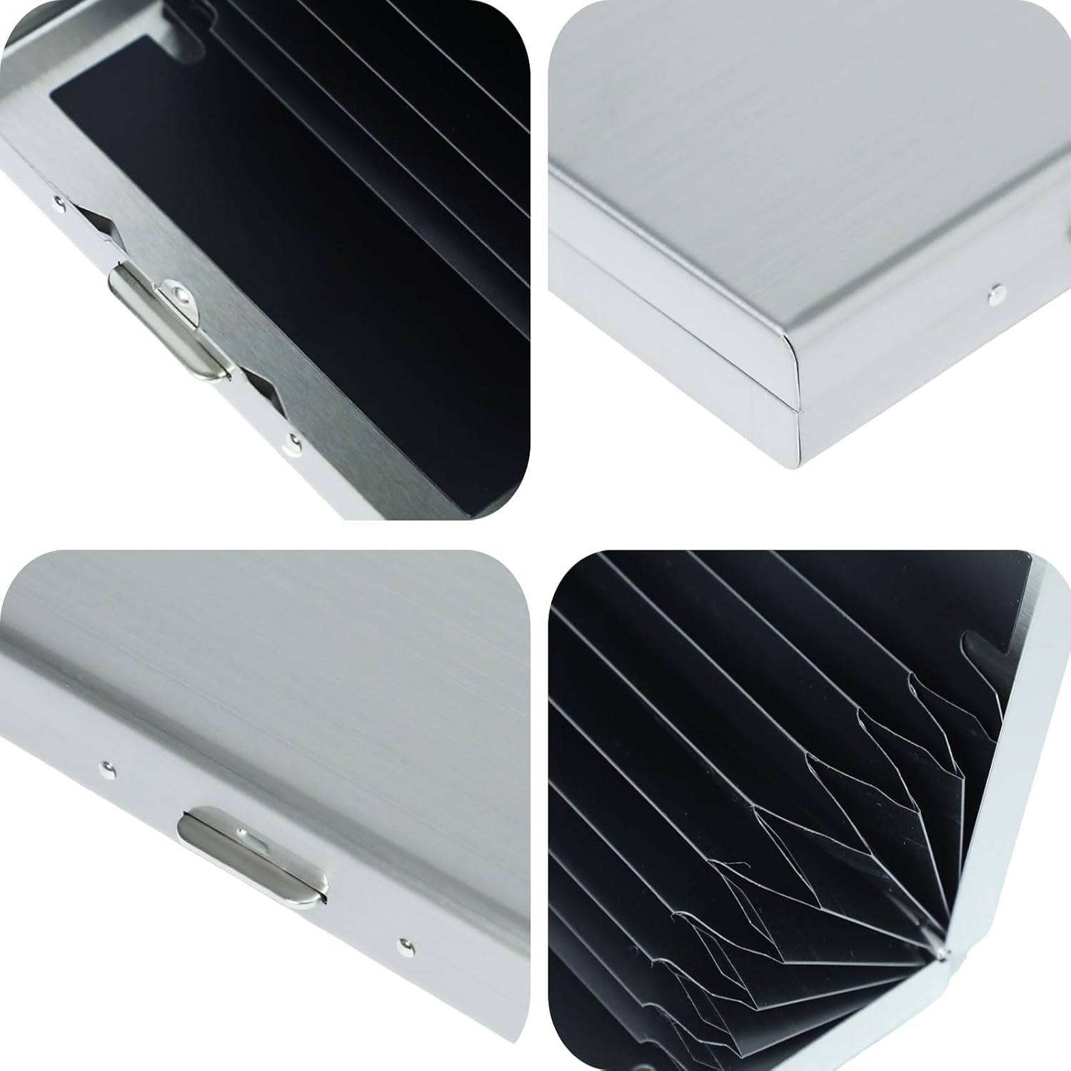 2-Pack Stainless Steel Card Wallet Metal Credit Card Holder Protector with 10 Card Slots for ID Cards, Bank Cards Business Card
