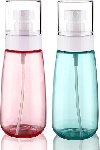 Paquete de 2 botellas de spray de niebla fina aprobadas por la TSA de 3.4 onzas líquidas, botellas pequeñas de spray recargables a prueba de fugas,