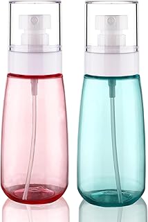 2 Pack Fine Mist Spray Bottles TSA Approved 3.4oz/100ml Small Spray Bottles Refillable Cosmetic Leak Proof Travel Size Spray Bottle for Hair Perfumes Skincare Water Face Sprayer(Green+Pink)