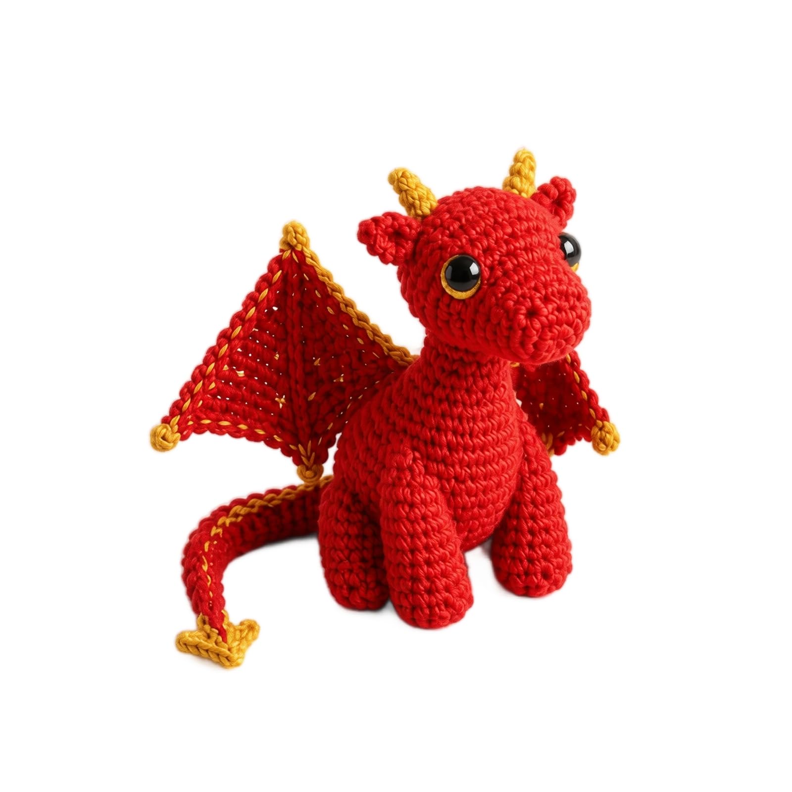 Handmade Crochet Dragon Plush, Emotional Support Pocket Buddy (Red)