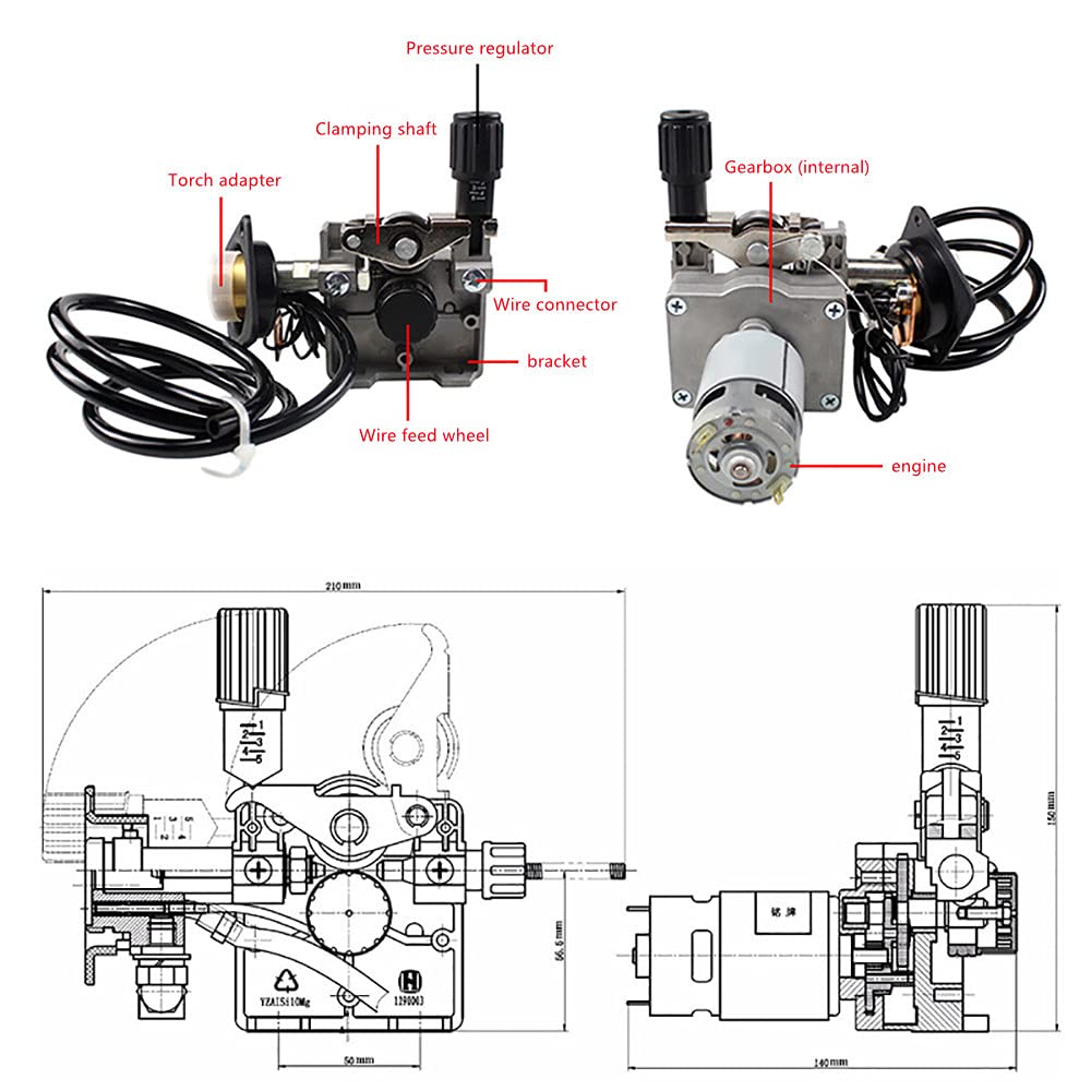 DC 12/24V ABSF Accessori per Saldatrici Gruppo Avanzamento Filo Motore Trainafilo Saldatrice MIG Saldatore (DC 24V)
