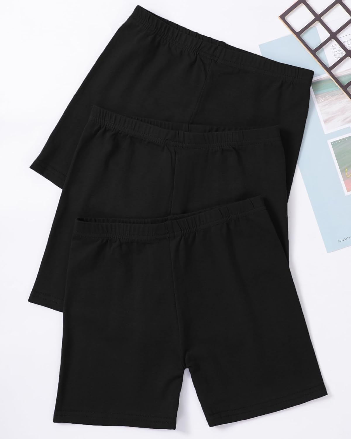 3 Pack Girls Bike Shorts Kids Cartwheel Basic Cotton Under Dress Biker Shorts for Running Dance - Image 6