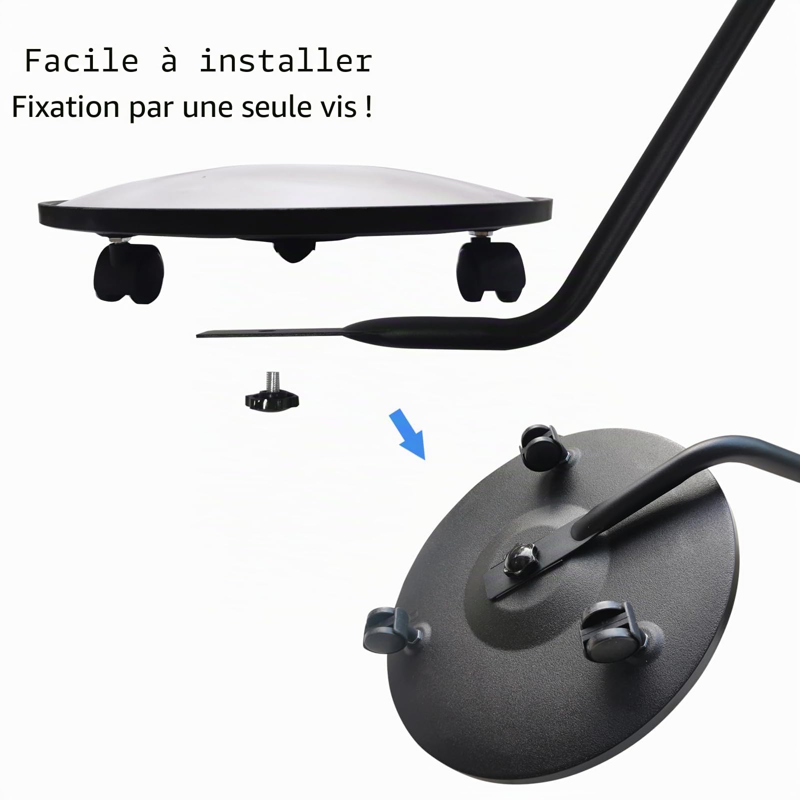 Miroir d'inspection sous véhicule – Miroir convexe de 30,5 cm avec roues et lumière LED pour contrôle de sécurité sous les voitures, camions et équipements.