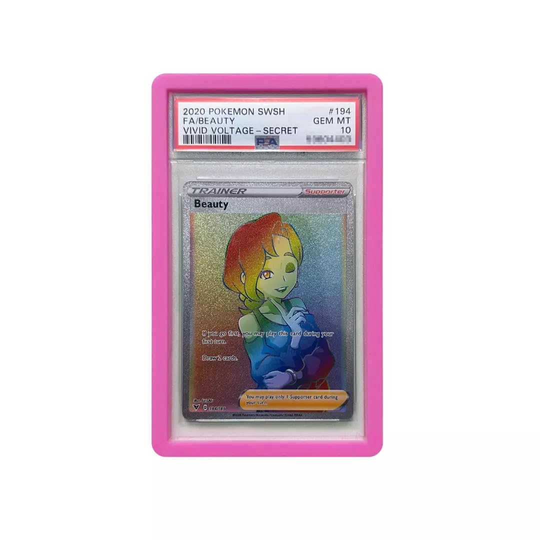 TCG Bumper - PSA Graded Card Case Protector - Protection for PSA Trading Cards - Silicone Guard Bumper Protective Frame PSA Slabs JohtoMarket (PINK)