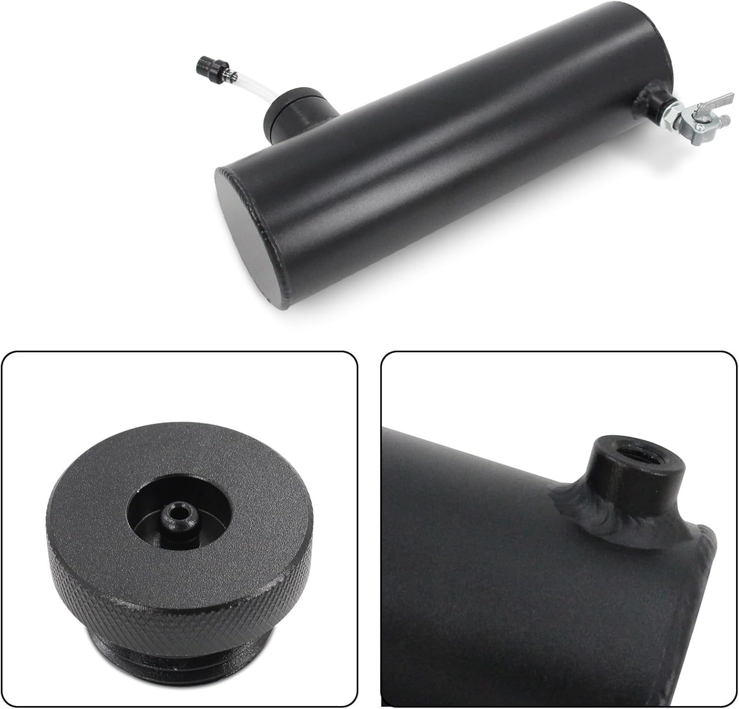 Aluminum Gas Tank Gas Bike Go Kart Parts Cylinder 10" For Coleman Powersports For Predator 212cc 196cc/6.5HP CT200U BT200X CT200u-ex Black/Red (Black)