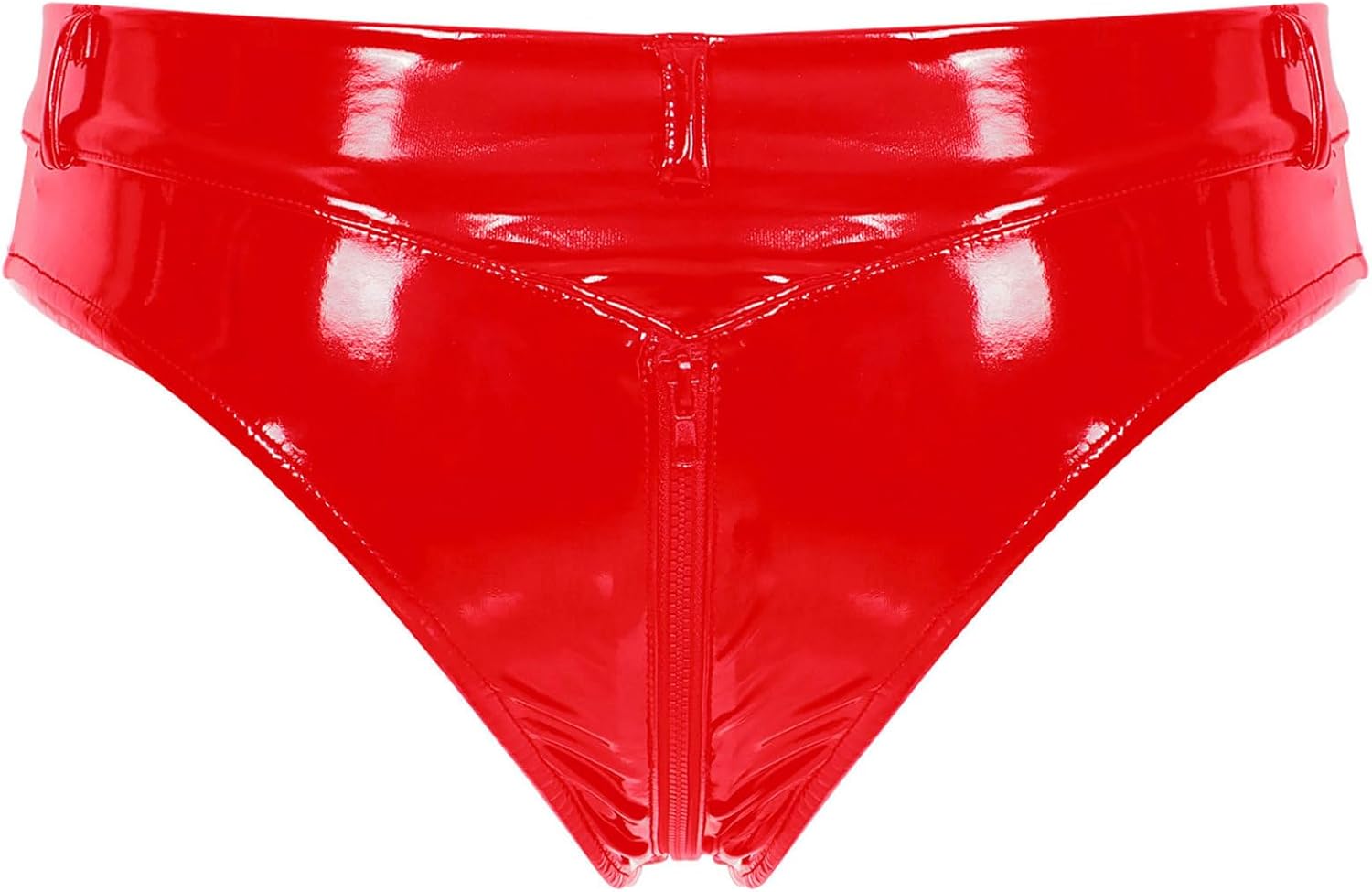 Men's Thong Briefs Pu Leather Booty Shorts Low Rise Shiny Panties for Rave Party Clubwear