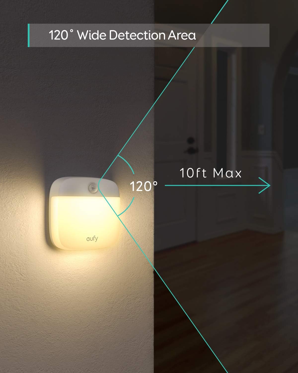 eufy by Anker, Lumi Stick-On Night Light, 2nd Generation Warm White LED, Motion Sensor, Bedroom, Bathroom, Kitchen, Hallway, Stairs, Energy Efficient, Compact, 3-Pack - - 