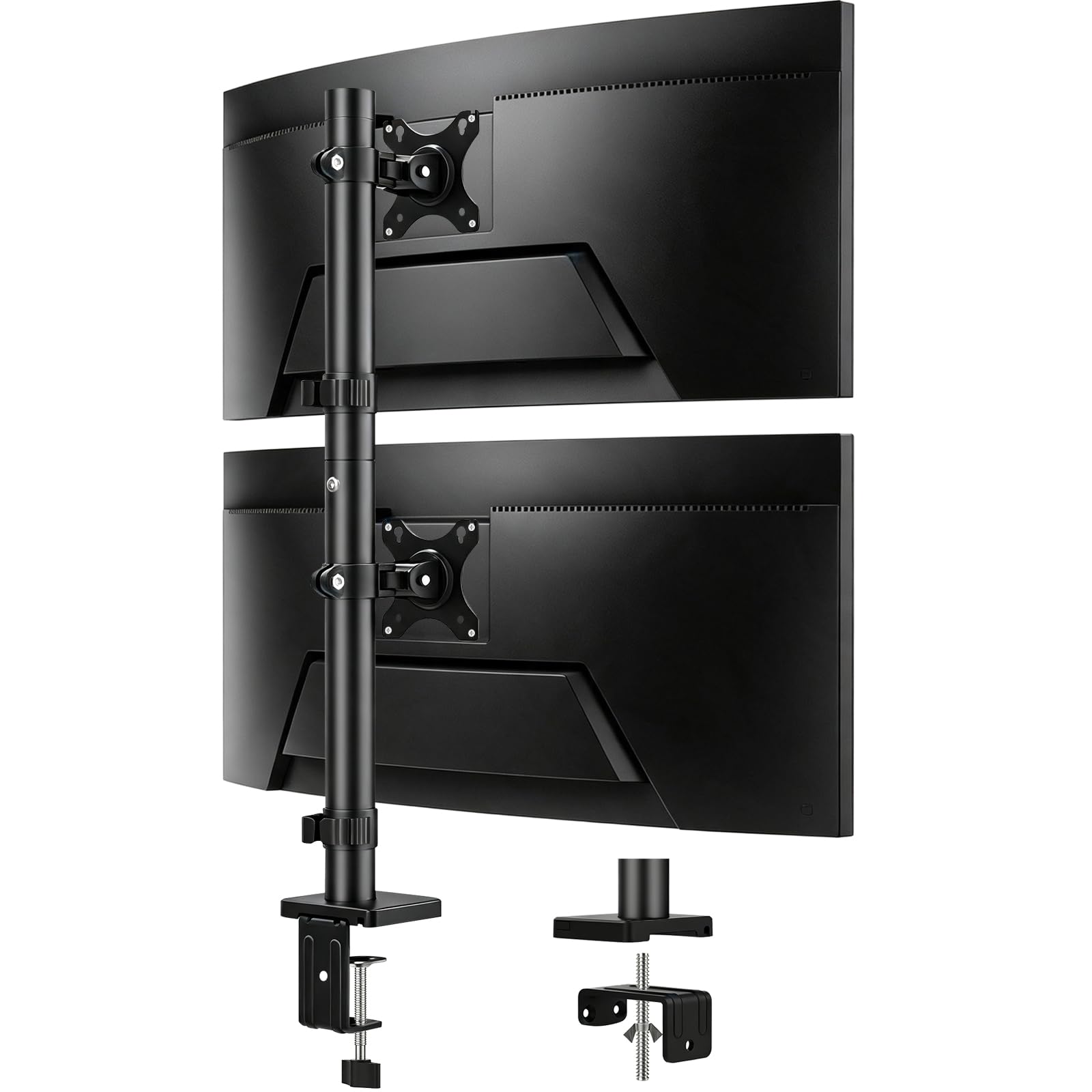 Vertical Dual Monitor Mount for 17-35", Adjustable 2 Arm Desk Stand, 27lbs
