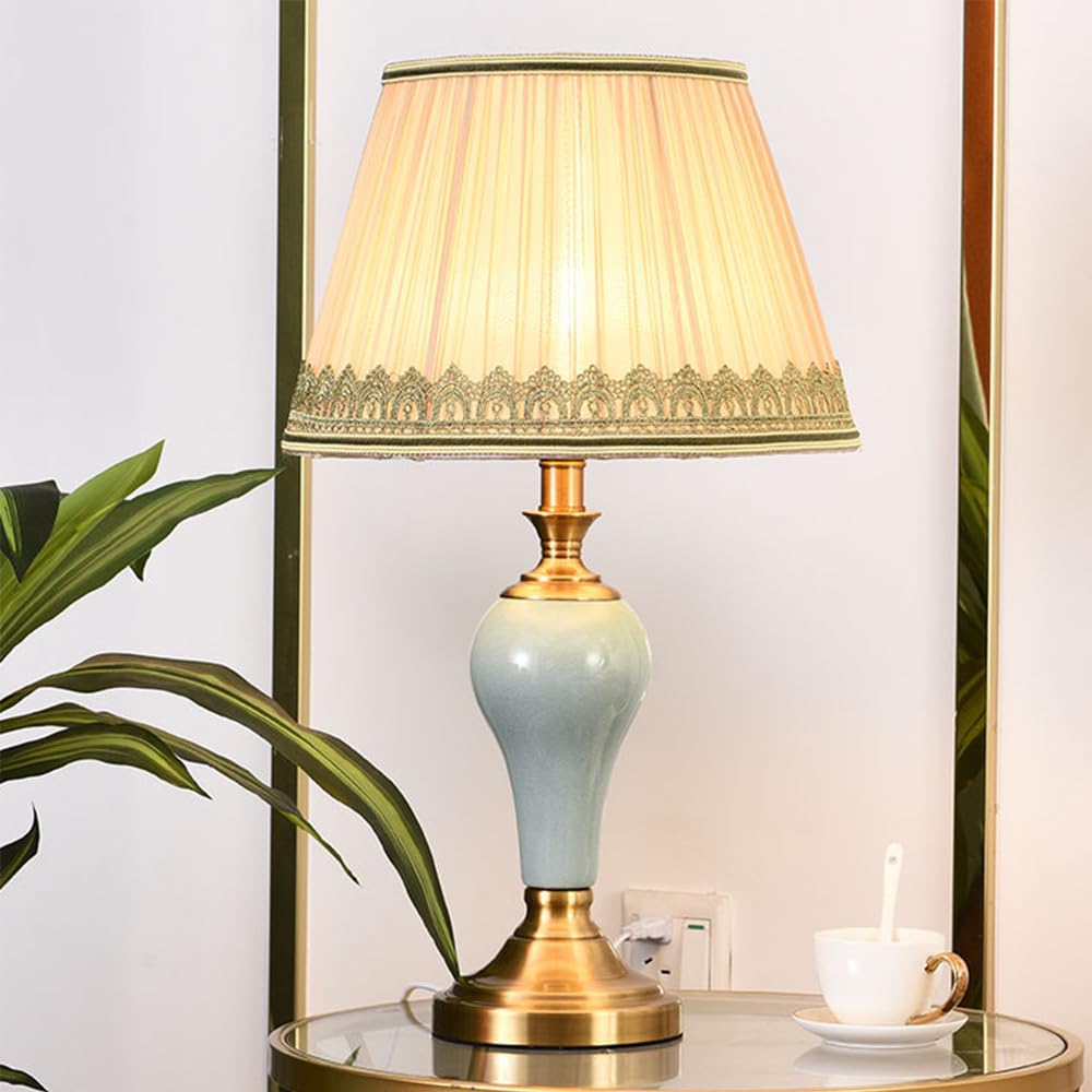 Contemporary Ceramic Table Lamp LED American Village Living Room Bedroom Study Villa Hotel Retro Creativity Bedside Desk Lamp (Style 18)