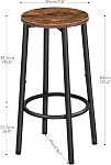 HOOBRO Bar Stools, Set of 2 Bar Chairs, Kitchen Round Height Stools with Footrest, Breakfast Bar Stools, Sturdy Steel Frame, for Dining Room, Kitchen, Party, Easy Assembly,Rustic Brown BF03BY01